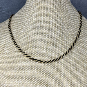 Vintage Trifari Gold Tone Black Rope Chain Twisted 18 Inch Necklace Classic